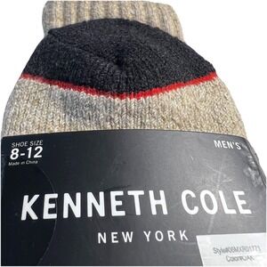 Kenneth Cole Techni-Cole Men's Tan‎ With Brown Terry Socks Sz 8-12 Thick Soft